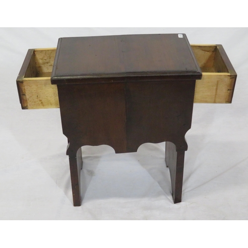 124 - Victorian style mahogany table or stand with two side drawers, brass drop handles, on bracket feet