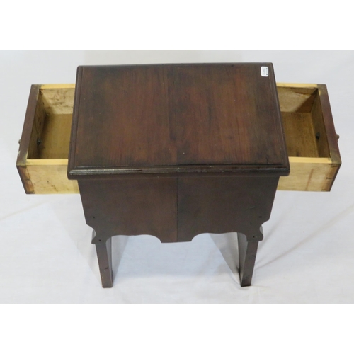 124 - Victorian style mahogany table or stand with two side drawers, brass drop handles, on bracket feet