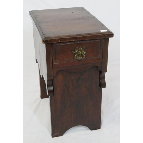 124 - Victorian style mahogany table or stand with two side drawers, brass drop handles, on bracket feet