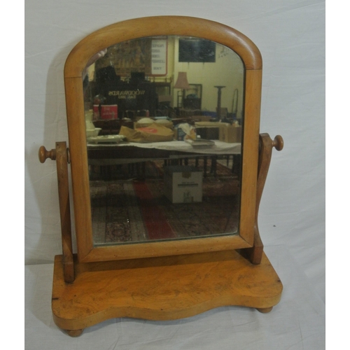 129 - Victorian style pine swivel mirror with domed top, serpentine fronted base & ball feet