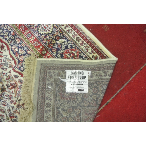 136 - Ivory ground full pile Kashmir rug with traditional medallion design 230x160cm