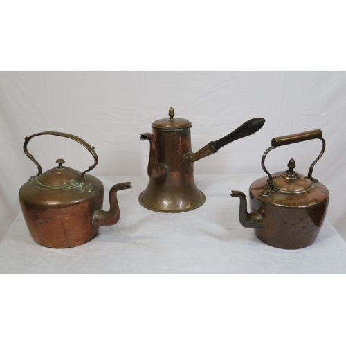 14 - Victorian copper kettles in box