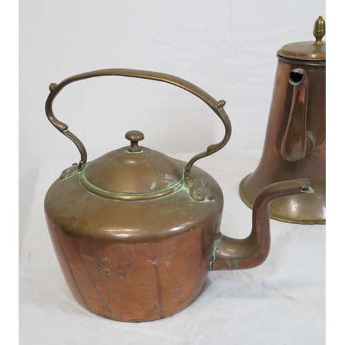 14 - Victorian copper kettles in box