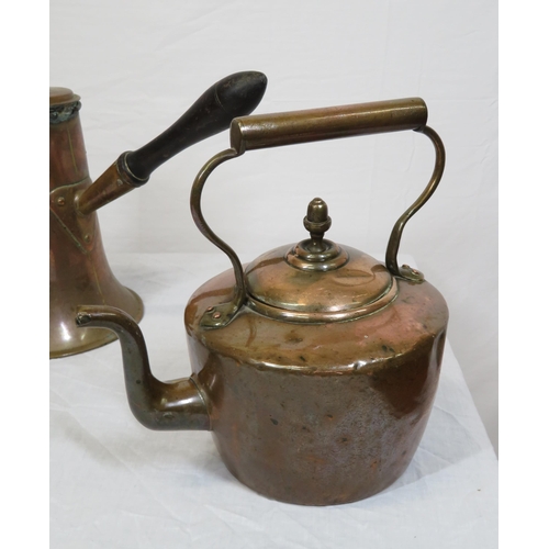 14 - Victorian copper kettles in box