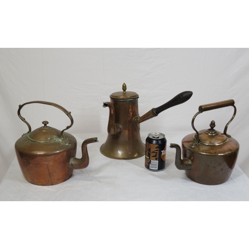 14 - Victorian copper kettles in box