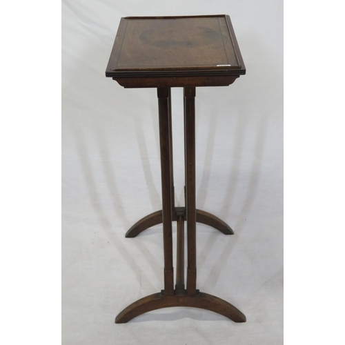 166 - Small Victorian style walnut occasional table with turned columns and stretcher, on bracket feet