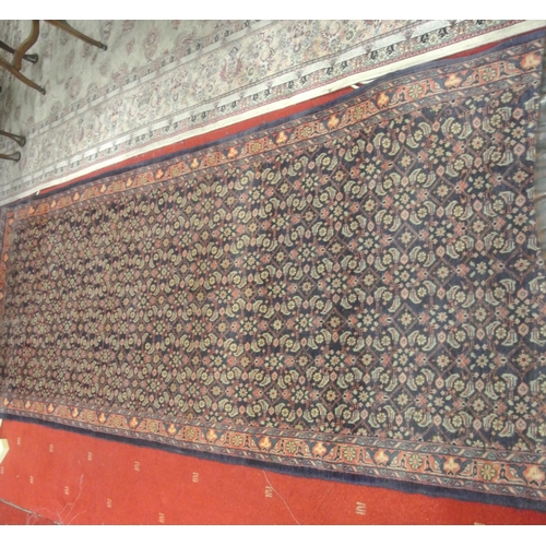 176 - Rich blue ground full pile Persian Surak runner having all over design 310 x108cm