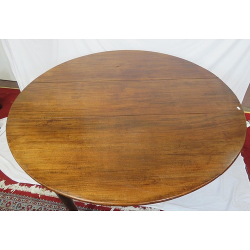 180 - Victorian mahogany hunting or wake table with D-shaped drop leaves, gateleg support, on cabriole leg... 