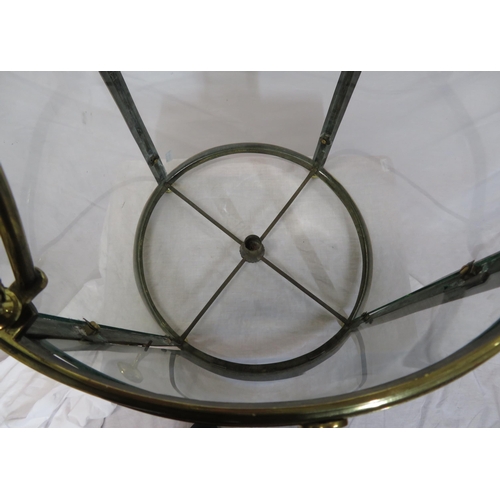 181 - Edwardian style brass round hanging light shade with acorn finials & glass panels