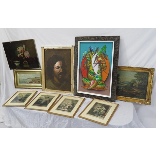 19 - Assorted lot of paintings, pictures, etc in box