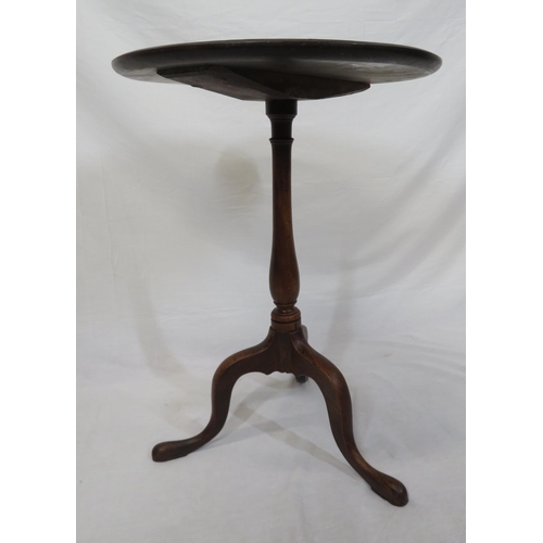 196 - Victorian mahogany round occasional table with raised rim, slim baluster turned column, on hipped tr... 