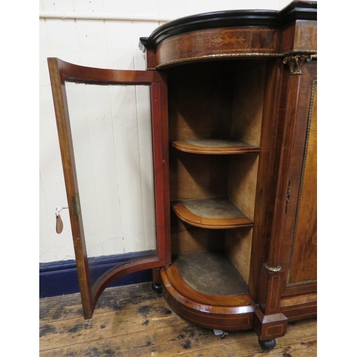 205 - Victorian inlaid & crossbanded walnut credenza with ormolu mounts, turned columns, shelved interior,... 