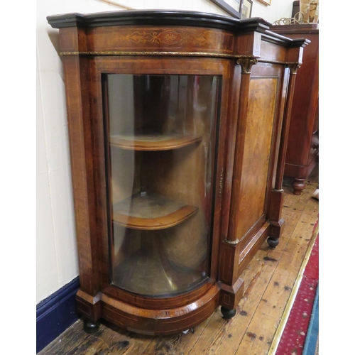 205 - Victorian inlaid & crossbanded walnut credenza with ormolu mounts, turned columns, shelved interior,... 