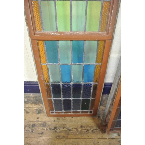 228 - Three ornate metal framed stained glass leaded panels