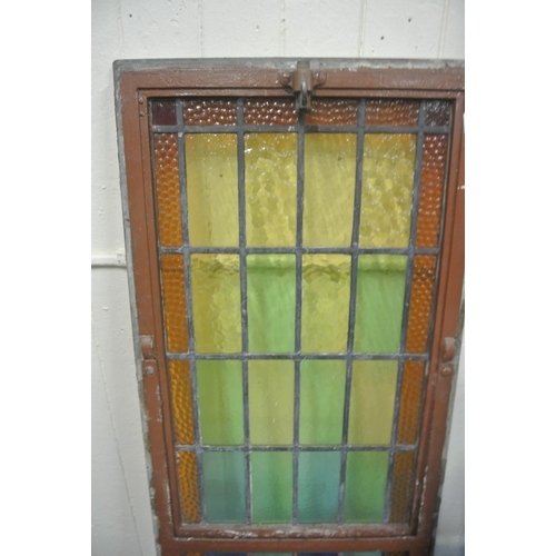 228 - Three ornate metal framed stained glass leaded panels