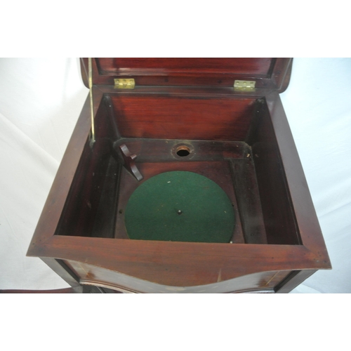 231 - Edwardian inlaid crossbanded mahogany gramophone with lift-up lid, foliate decoration, square taperi... 