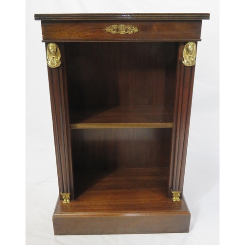 24 - Victorian style open bookshelf with reeded sides, Pharoah decoration, on plinth