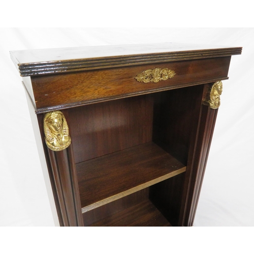 24 - Victorian style open bookshelf with reeded sides, Pharoah decoration, on plinth