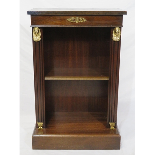 24 - Victorian style open bookshelf with reeded sides, Pharoah decoration, on plinth