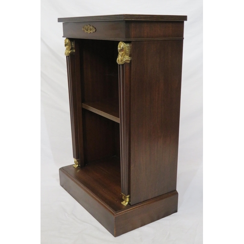 24 - Victorian style open bookshelf with reeded sides, Pharoah decoration, on plinth