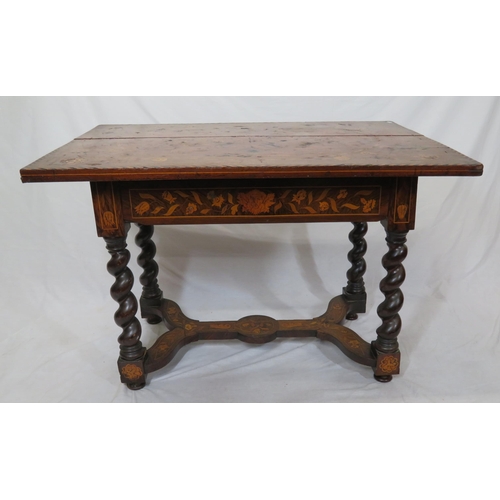 240 - Dutch marquetry oblong table satinwood, rosewood, walnut, other foliate & bird inlays, herringbone b... 