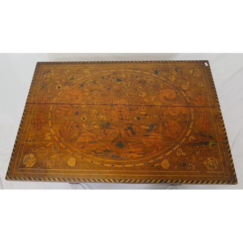 240 - Dutch marquetry oblong table satinwood, rosewood, walnut, other foliate & bird inlays, herringbone b... 