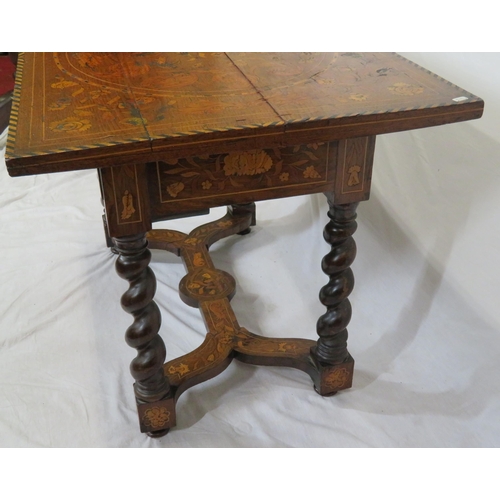 240 - Dutch marquetry oblong table satinwood, rosewood, walnut, other foliate & bird inlays, herringbone b... 