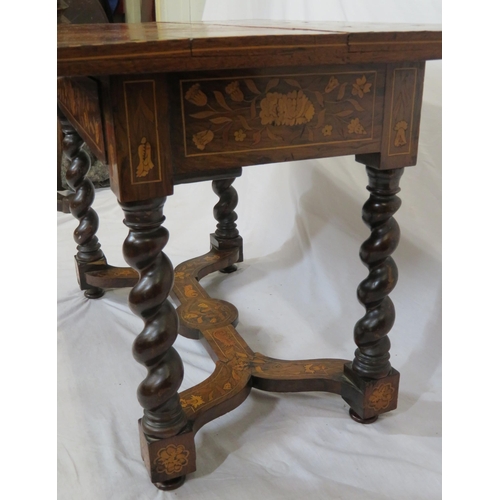 240 - Dutch marquetry oblong table satinwood, rosewood, walnut, other foliate & bird inlays, herringbone b... 