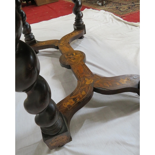 240 - Dutch marquetry oblong table satinwood, rosewood, walnut, other foliate & bird inlays, herringbone b... 