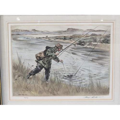 265 - Marie Wilkinson 'Set of three hunting / fishing scenes' limited editions 24x34cm each,  signed