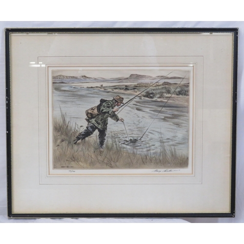 265 - Marie Wilkinson 'Set of three hunting / fishing scenes' limited editions 24x34cm each,  signed