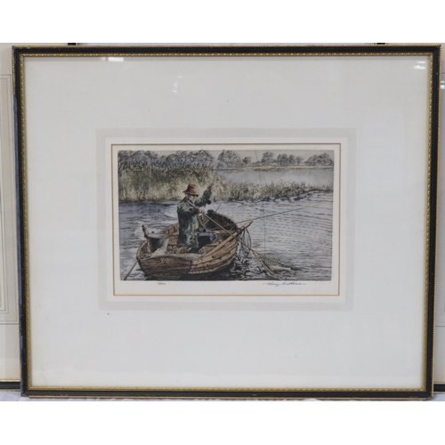 265 - Marie Wilkinson 'Set of three hunting / fishing scenes' limited editions 24x34cm each,  signed