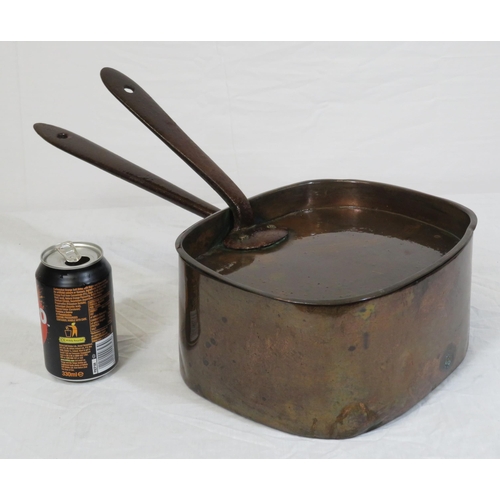 28 - Victorian style copper pans with shaped handles