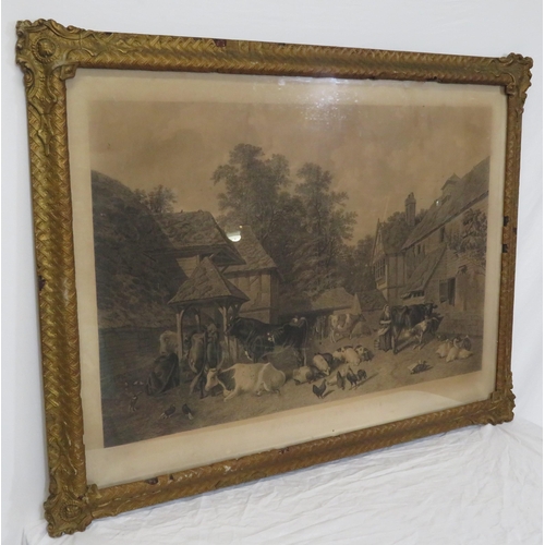 287 - J F Herring ' A Kentish farmyard' print 56x86cm