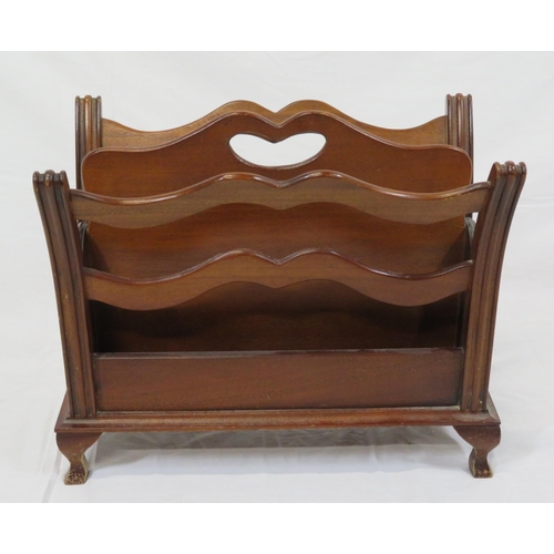 29 - Edwardian mahogany two section canterbury with shaped rails