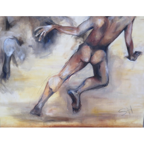 292 - Irish Impressionist school 'Nude with horse' oil on canvas 167x138cm initialled