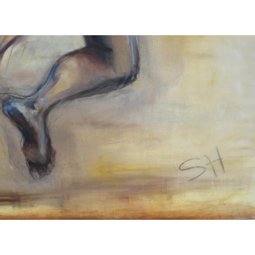 292 - Irish Impressionist school 'Nude with horse' oil on canvas 167x138cm initialled