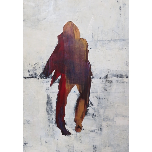 293 - Modernist school 'Figure in a streetscape' oil on canvas 153x153cm