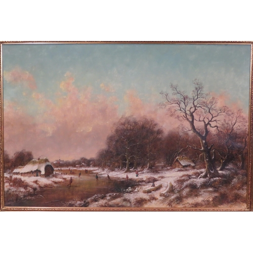 295 - Stephan de Haan 'Winter scene' oil on canvas 60x90cm signed