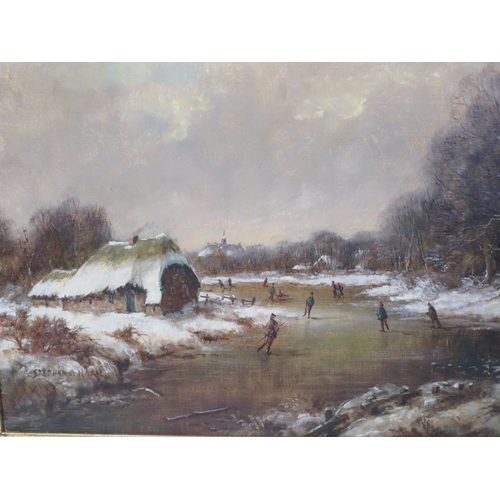 295 - Stephan de Haan 'Winter scene' oil on canvas 60x90cm signed