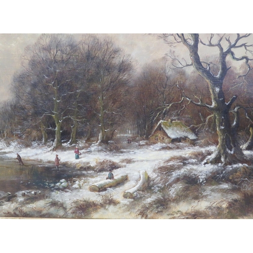 295 - Stephan de Haan 'Winter scene' oil on canvas 60x90cm signed