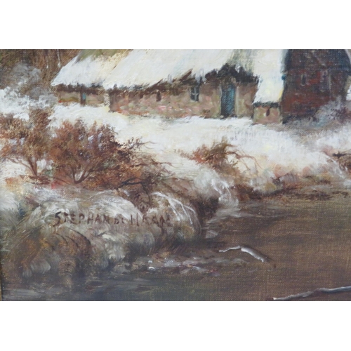 295 - Stephan de Haan 'Winter scene' oil on canvas 60x90cm signed