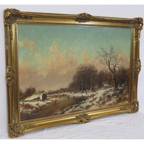 295 - Stephan de Haan 'Winter scene' oil on canvas 60x90cm signed