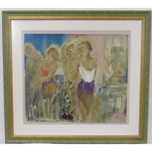 304 - English school 'Dancers' pastels 70x80cm signed