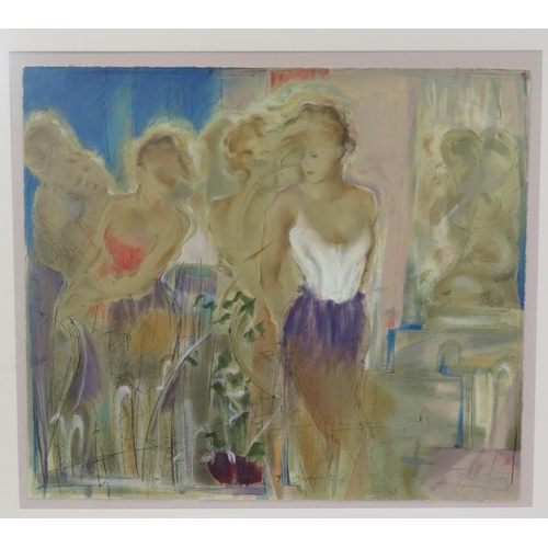 304 - English school 'Dancers' pastels 70x80cm signed