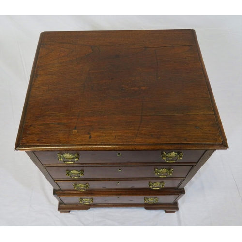 31 - Victorian mahogany small chest of drawers with brass drop handles, on bracket feet