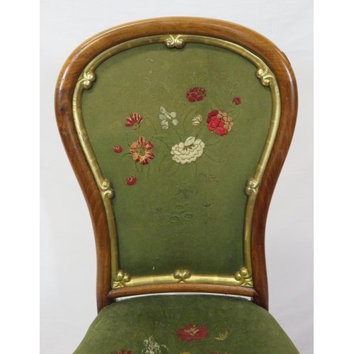 330 - Victorian mahogany spoonback occasional chair with foliate upholstery, serpentine fronted seat, on f... 