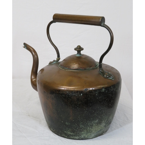 57 - Georgian copper kettle with shaped handle & spout