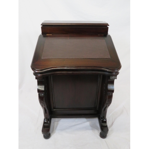 61 - Edwardian design mahogany davenport with pen tray, lift-up lid, fitted interior, four side drawers w... 