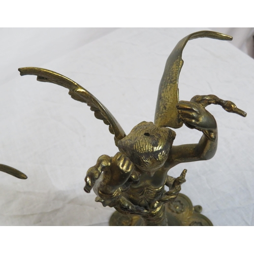 73 - Pair of Victorian style brass winged figures with shaped bases